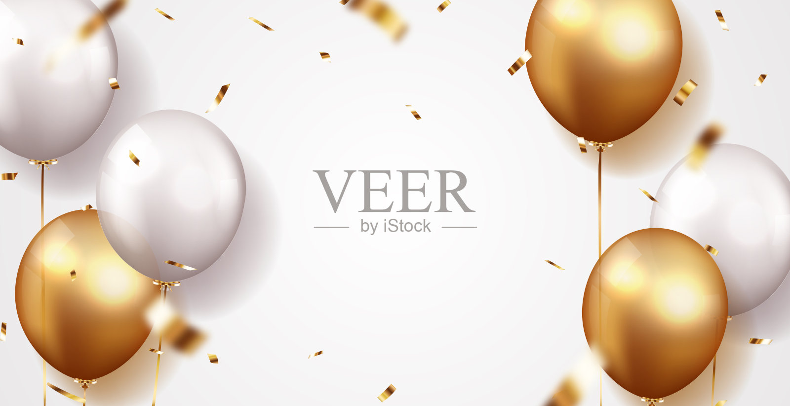 庆祝背景，金色彩屑和气球插画图片素材