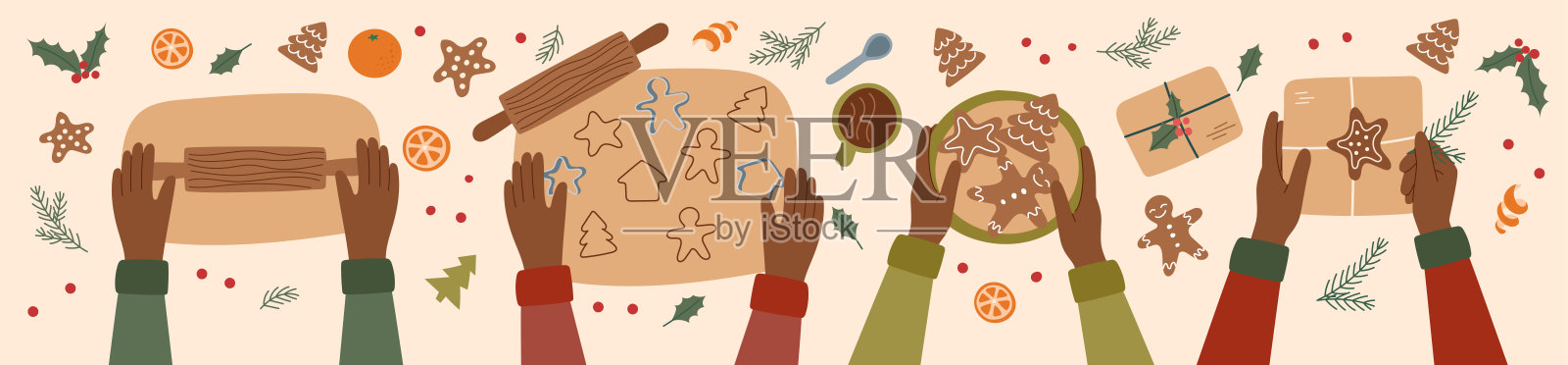 姜饼工作坊插画图片素材