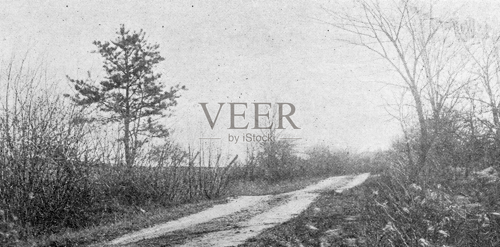 马萨诸塞州富兰克林县的古董图像：通往山坡插画图片素材