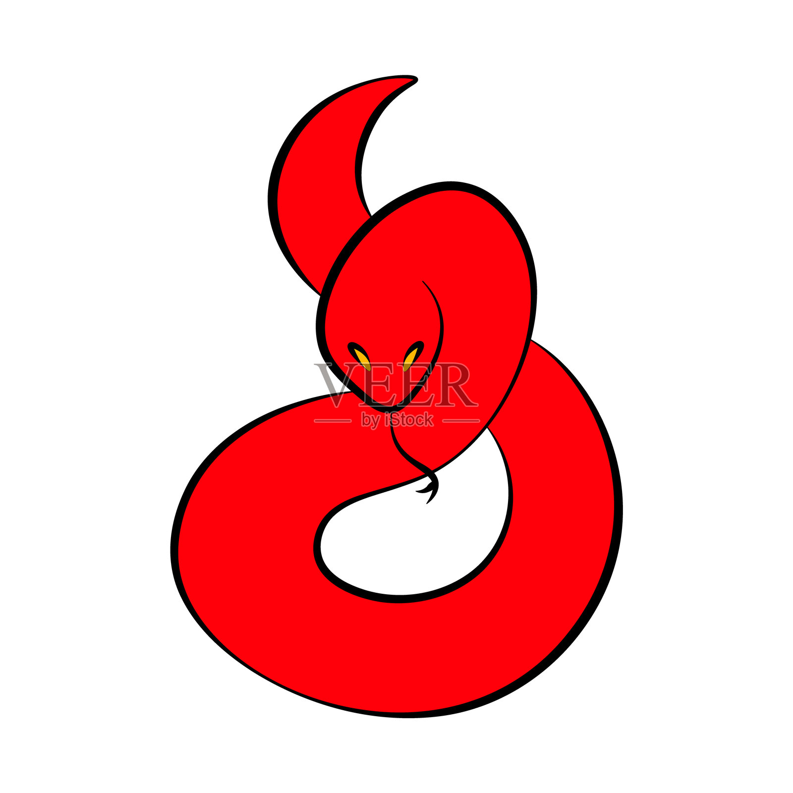 红蛇。蛇年。插画图片素材