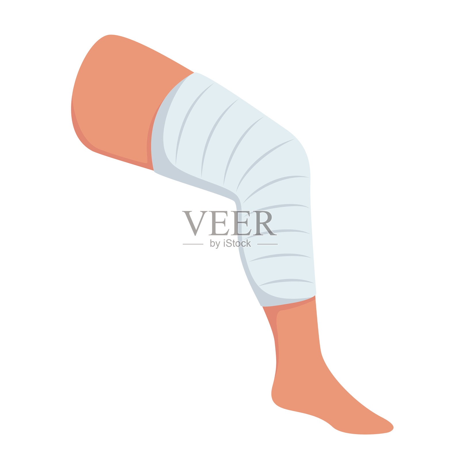 包扎的腿。医疗弹性绷带。健康护理和急救的元素。矢量插图。插画图片素材