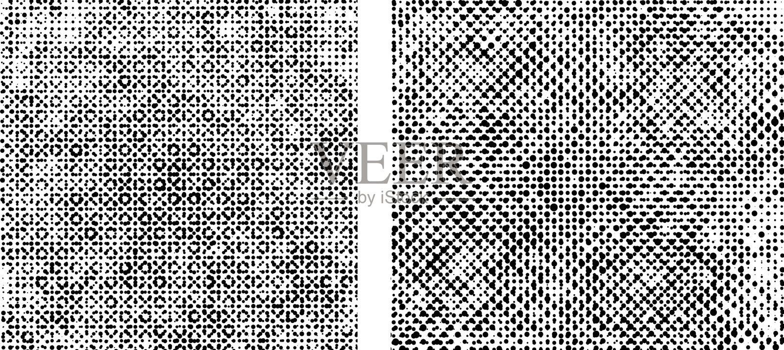 黑白纹理点纹理的两个矢量图，黑白无缝复古磨损点纹理图案集插画图片素材