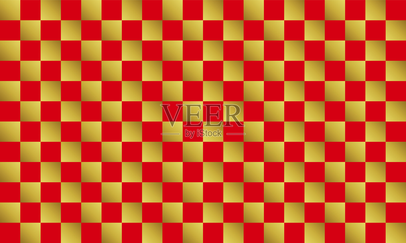 无缝格子横向背景 - 红色与古董金色插画图片素材