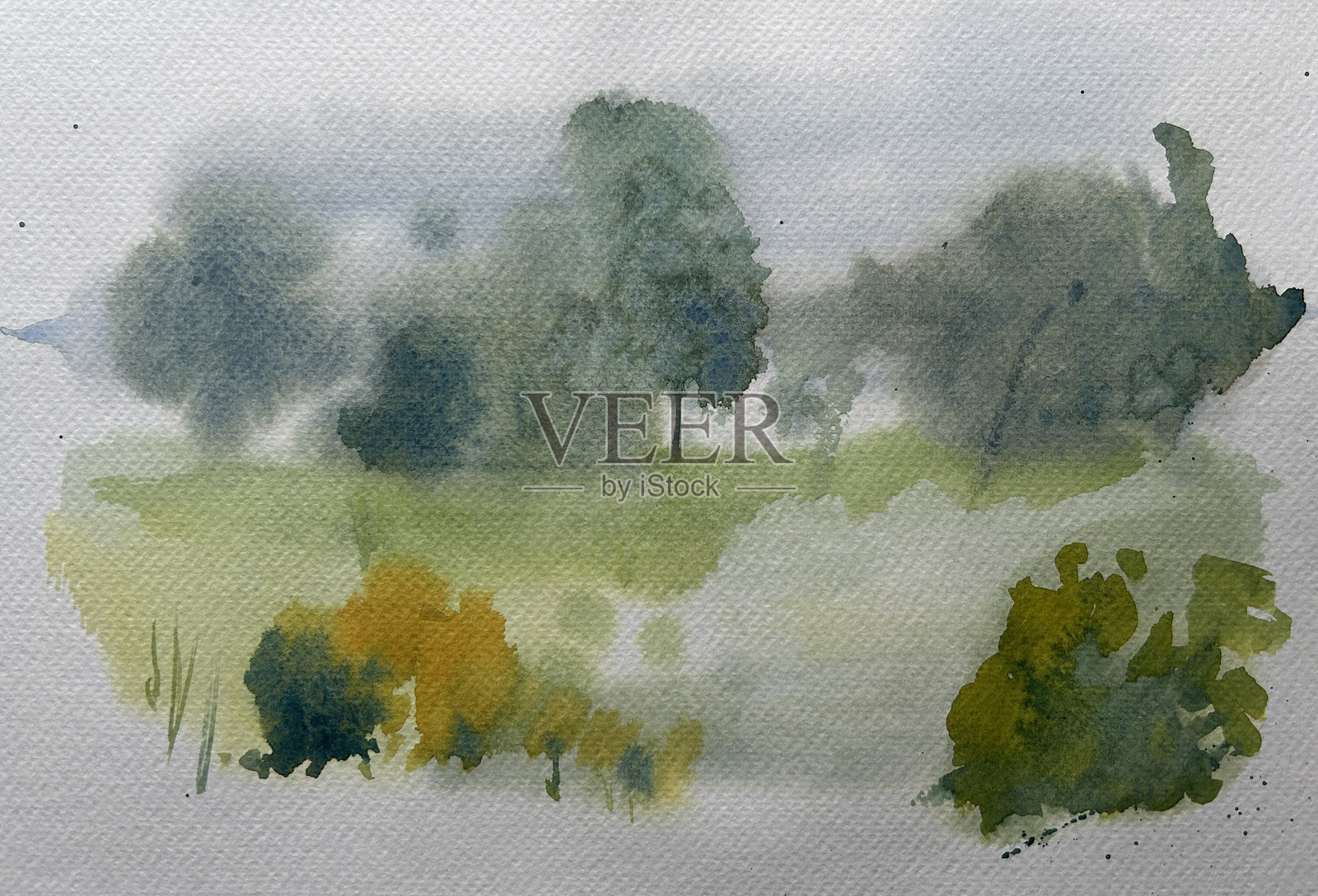 柔和松散的水彩风景插画图片素材