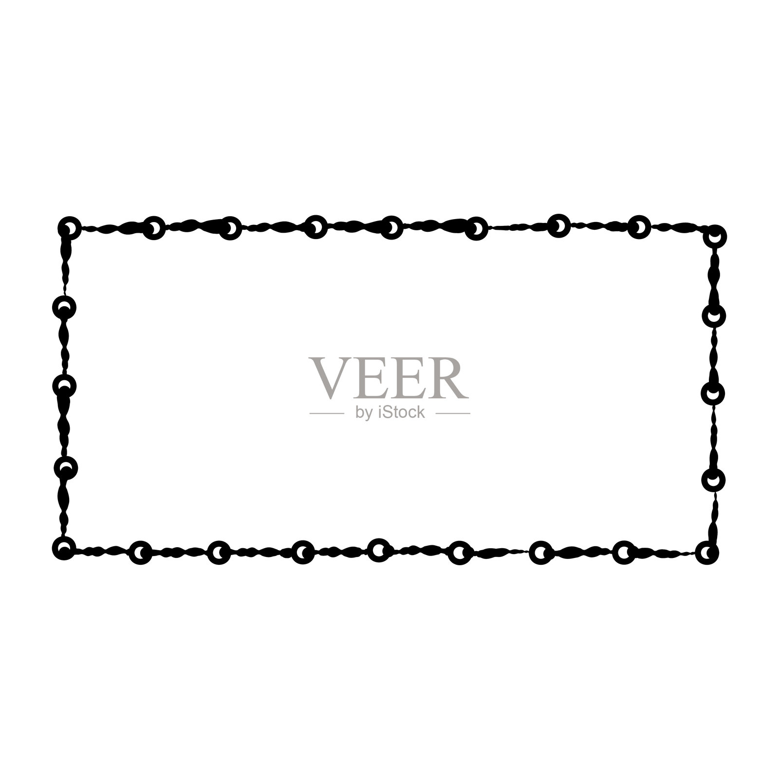 链条框架由环连接的矢量插图。框架元素。链条图案。插画图片素材