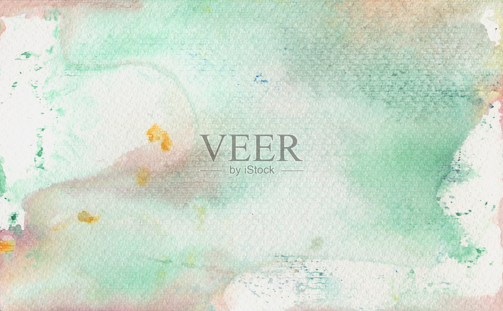 翡翠绿色水彩画背景，呈现原始水彩纸质感插画图片素材