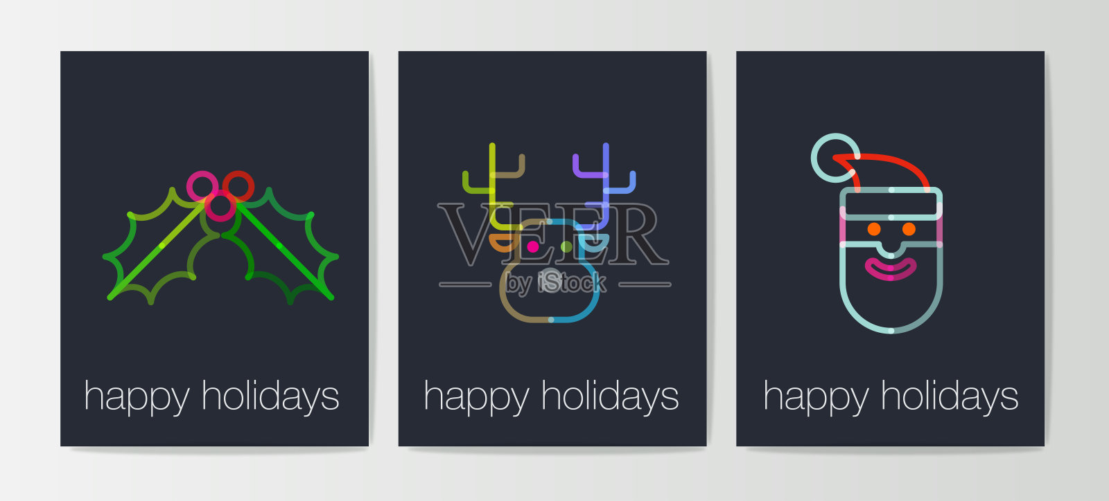 圣诞贺卡套装插画图片素材