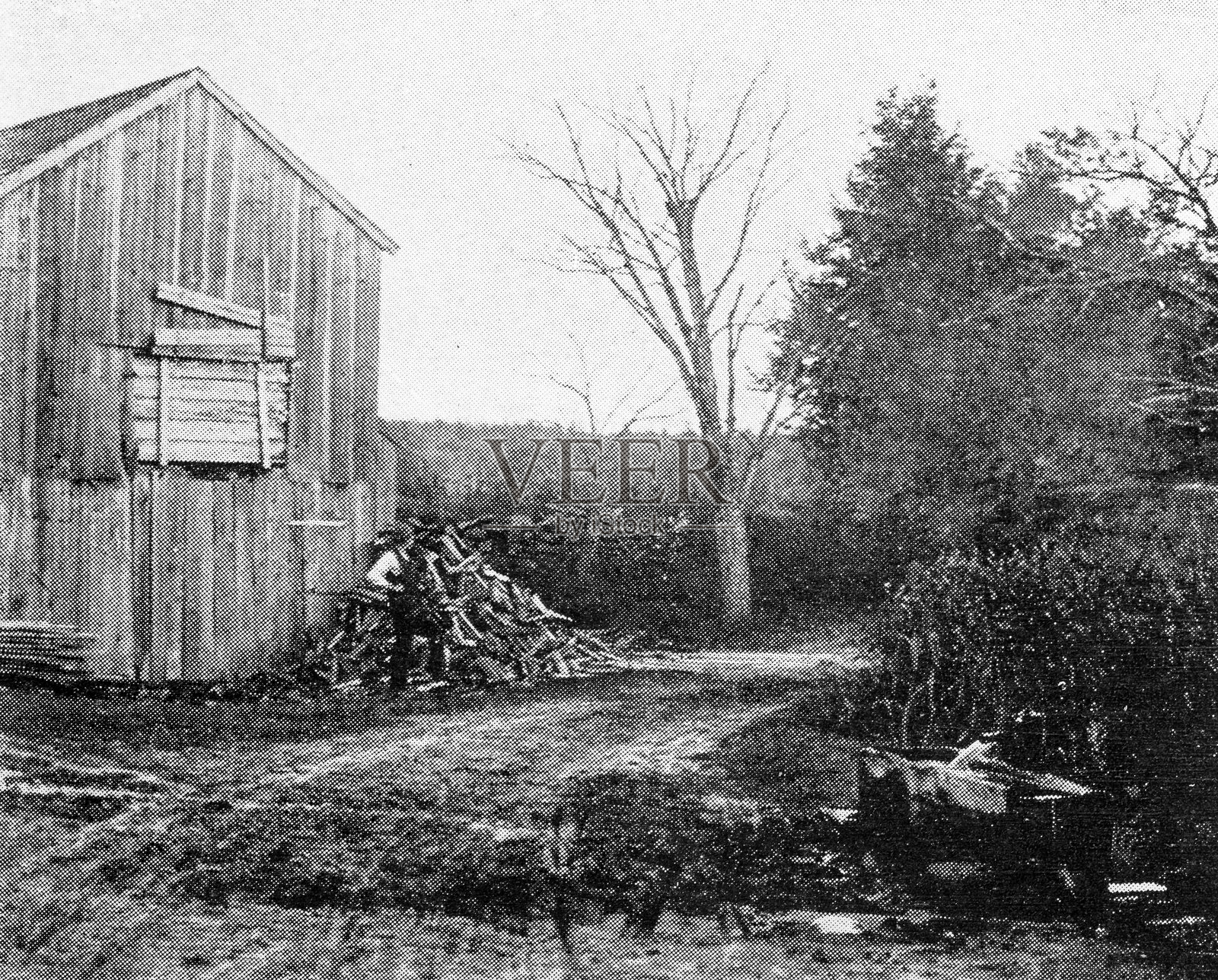 马萨诸塞州富兰克林县的古董图像：达德利维尔道路插画图片素材