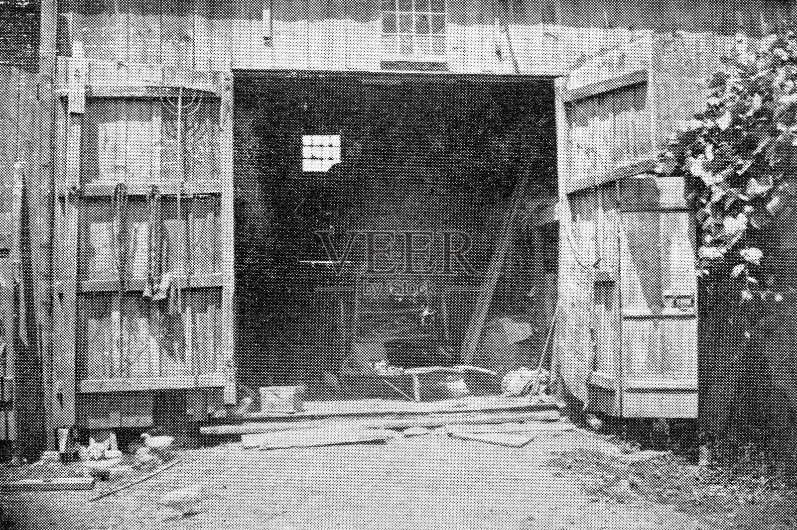 马萨诸塞州富兰克林县的古董图像：谷仓插画图片素材