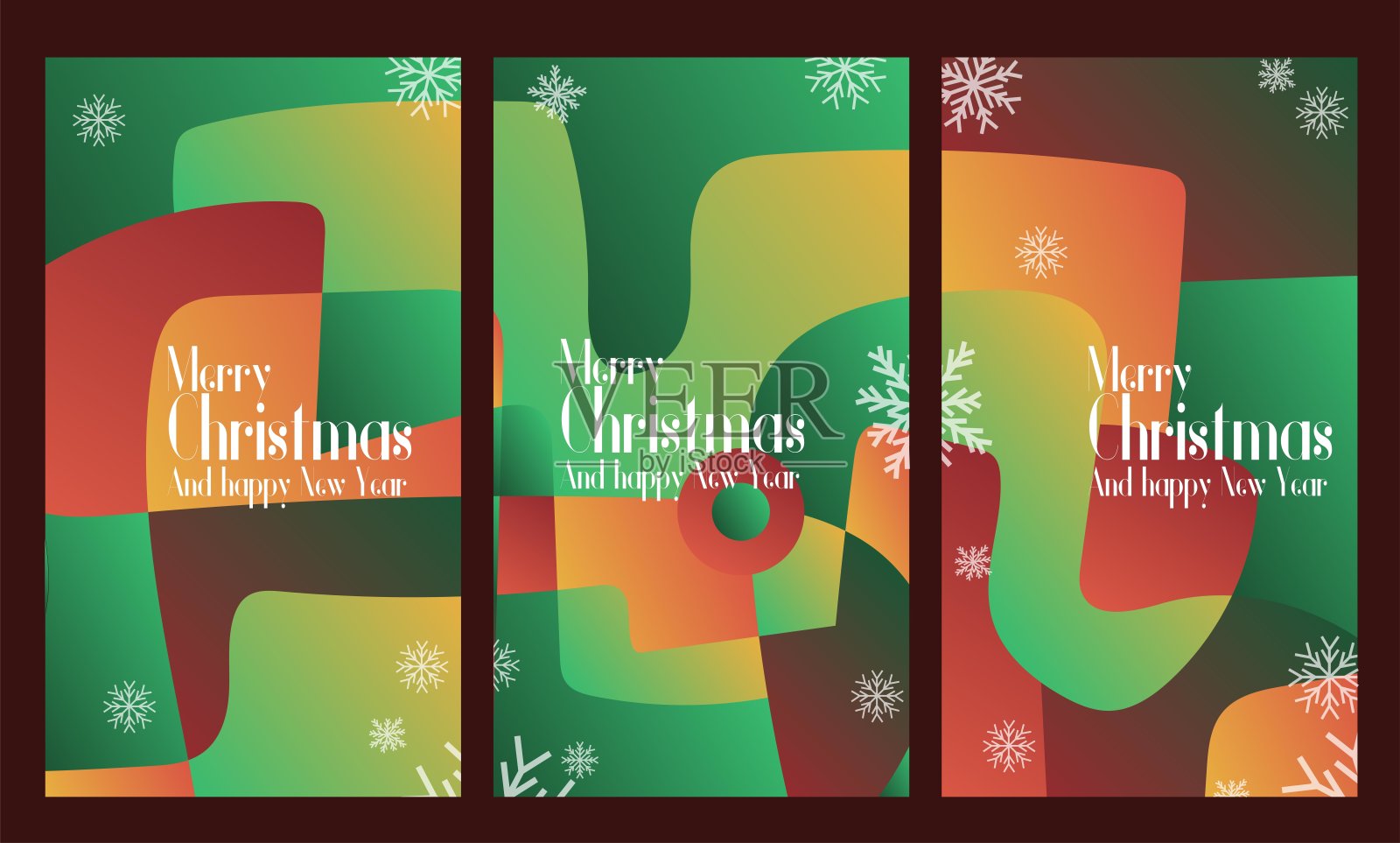 在抽象背景中祝您圣诞快乐和新年快乐。适用于打印或社交媒体故事或帖子的一张抽象贺卡，纵向模式的矢量插图。插画图片素材