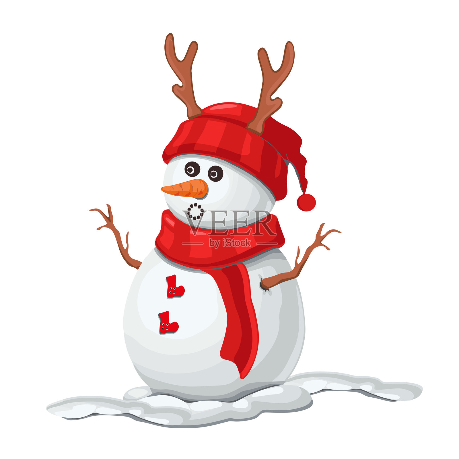 惊讶的雪人插图插画图片素材