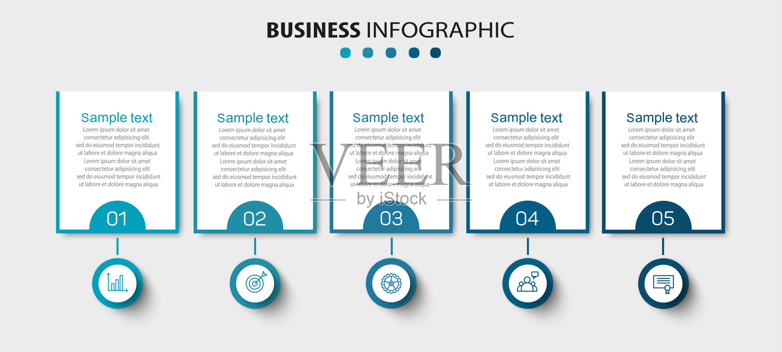 商业信息图表模板，包含5个选项插画图片素材