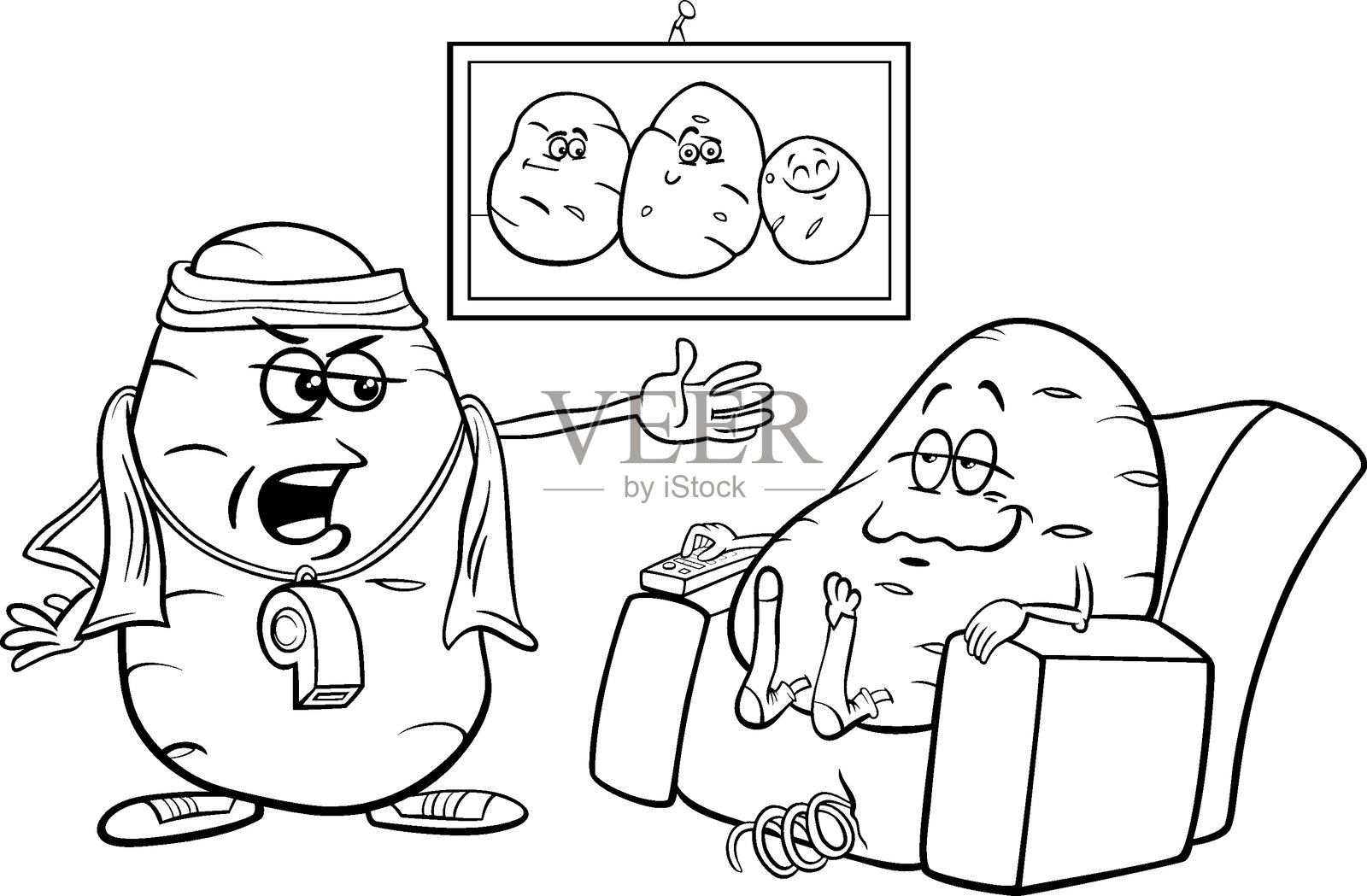 懒人说的幽默卡通插图涂色页插画图片素材