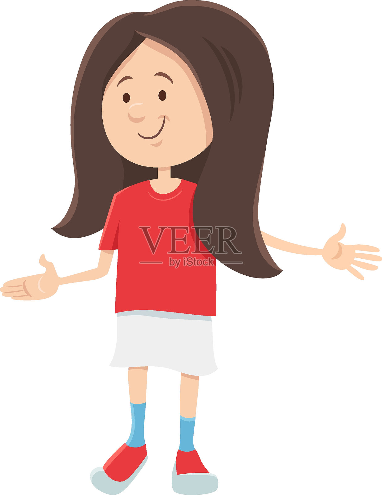 搞笑的卡通小女孩或青少年角色插画图片素材