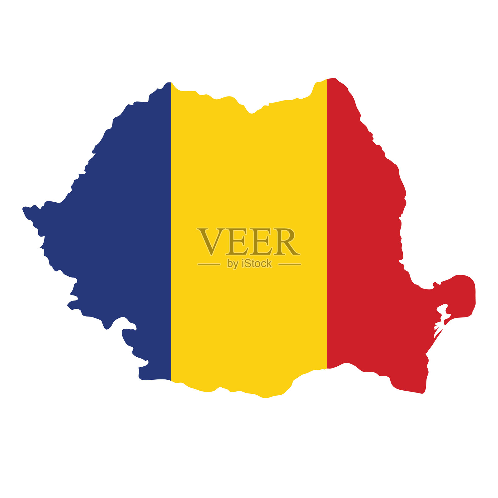 罗马尼亚地图轮廓与国旗背景插画图片素材