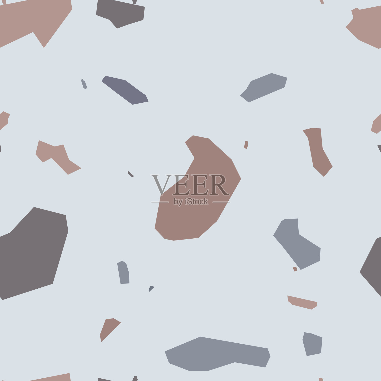 仿水磨石无缝图案。逼真的大理石纹理与石块碎片。插画图片素材