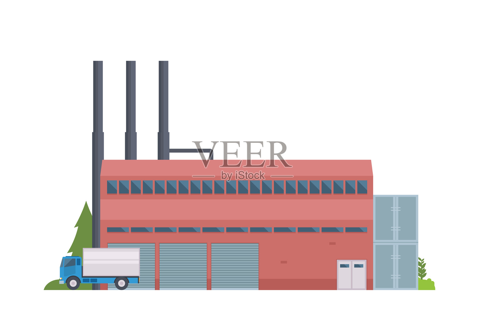 工厂和工业建筑插图。矢量，正面视图插画图片素材