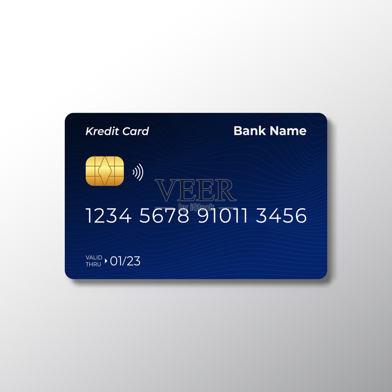 深蓝色的信用卡和借记卡平面风格样机装饰插画图片素材