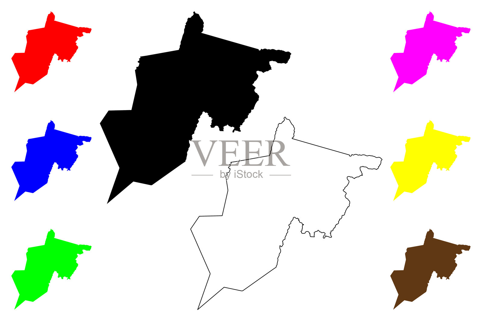 西弗吉尼亚州兰道夫县地图矢量插图，涂鸦风格兰道夫县地图插画图片素材