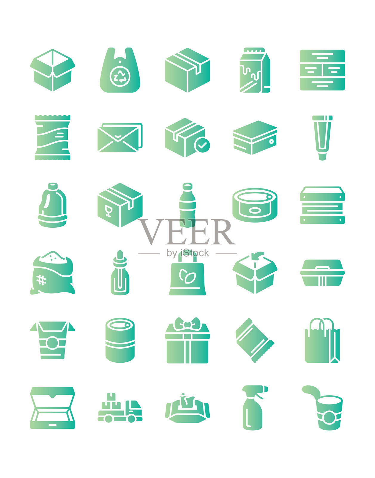 包装图标集，30个孤立在白色背景上插画图片素材