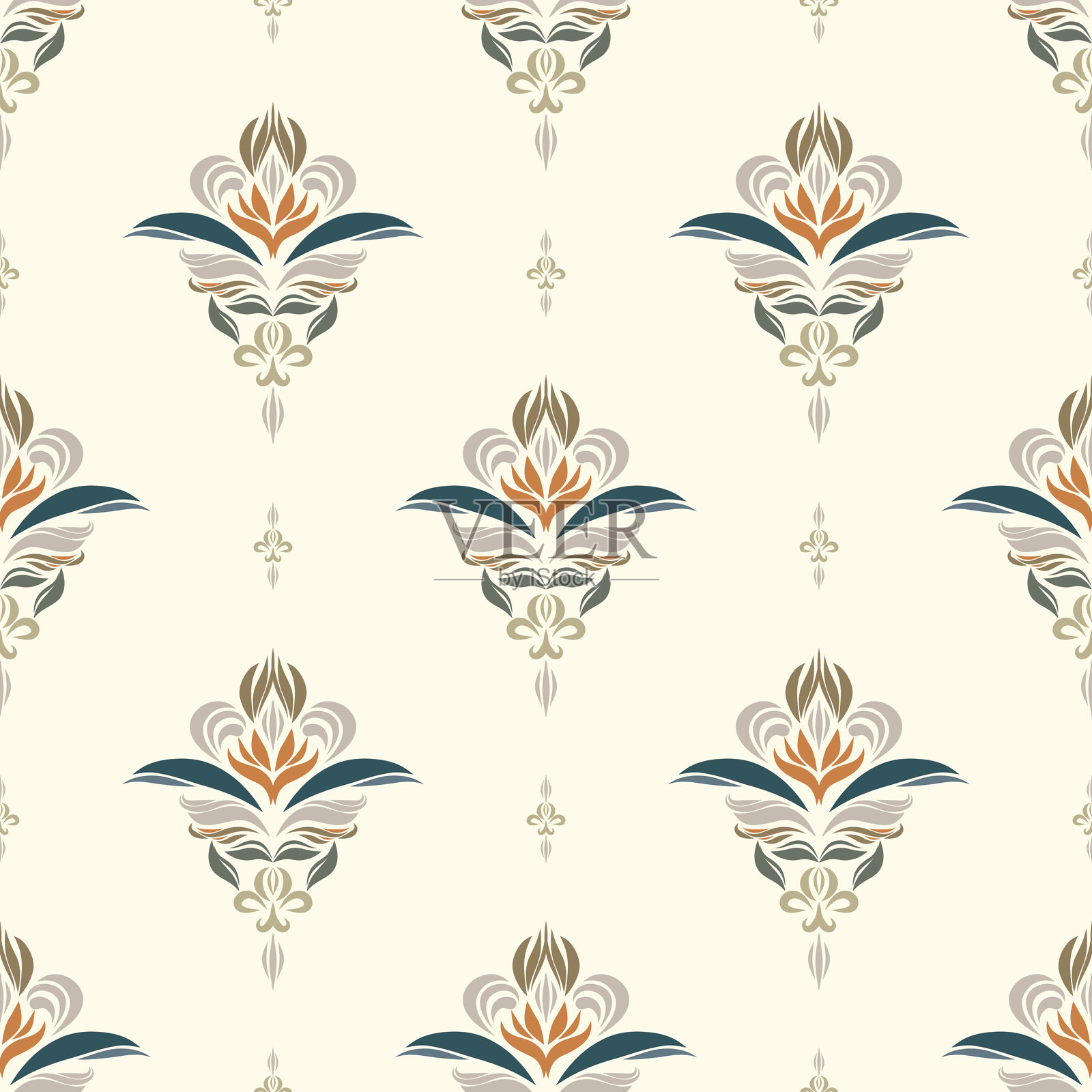 非洲民族手工制作的美丽伊卡特艺术。非洲伊卡特民族部落，波西米亚色彩无缝壁纸。动物印花与民族热带图案相结合。非洲波西米亚风格的佩斯利花卉伊卡特背景。插画图片素材