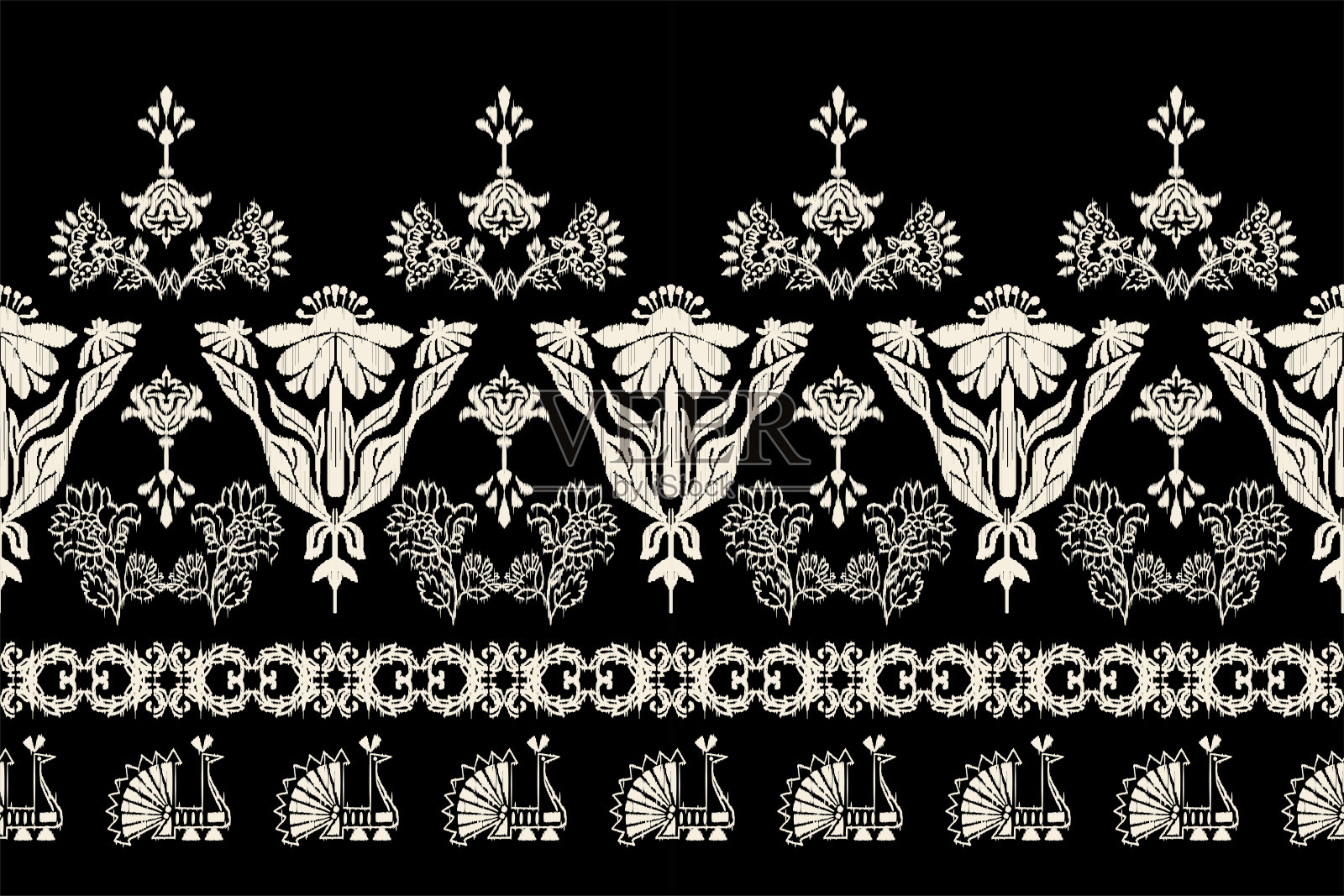 伊卡特织物图案插画图片素材