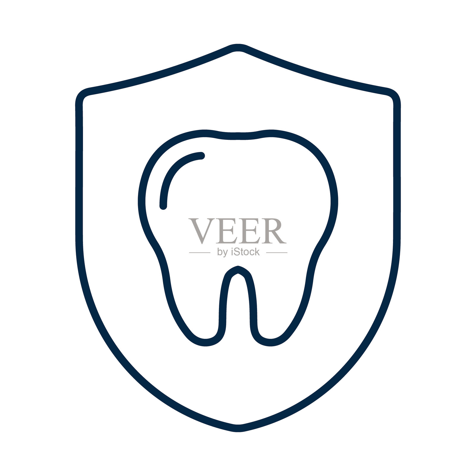 牙医开发的图标 - 牙齿与盾牌象征专业的牙科知识与保护插画图片素材