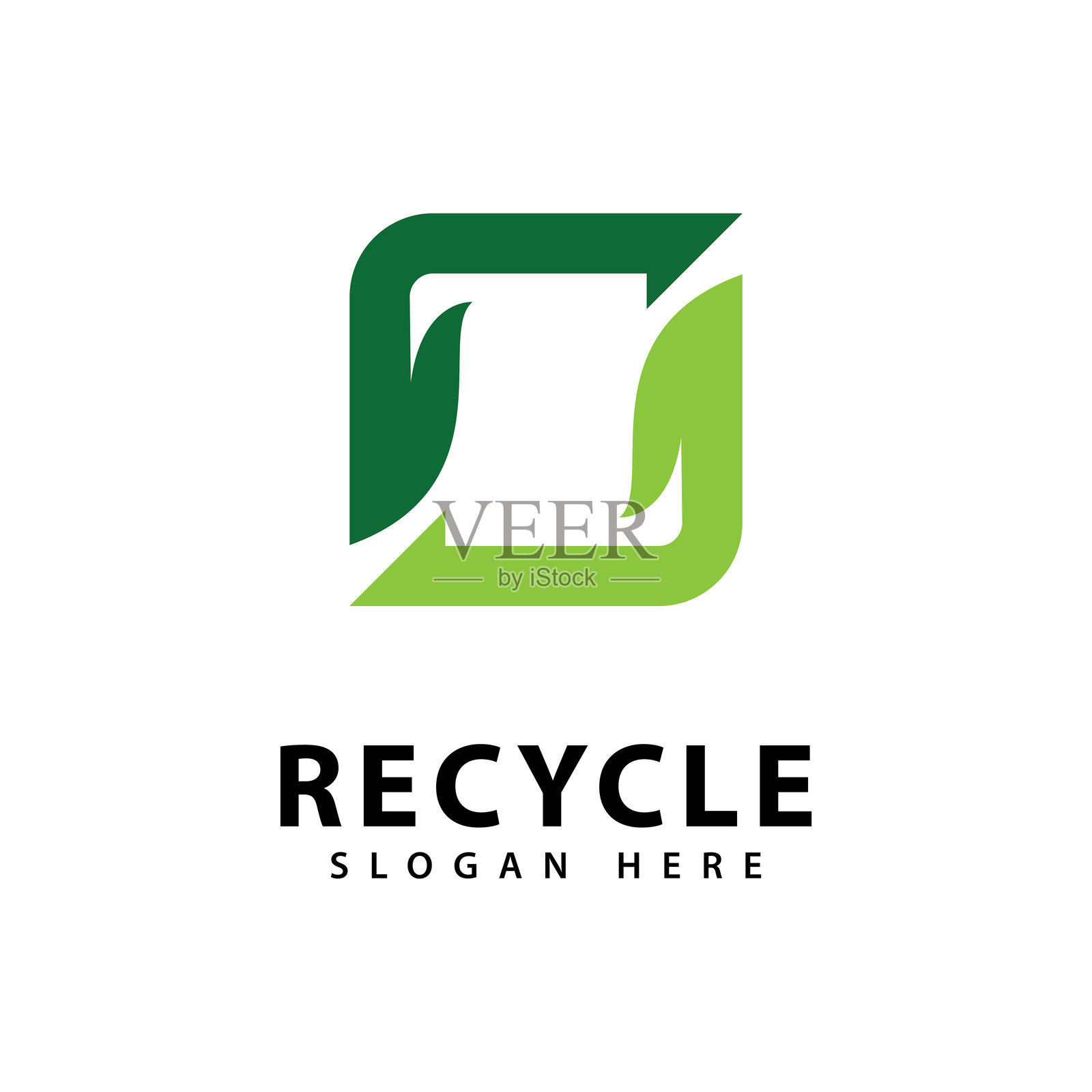 回收标志图标矢量图。绿色回收插图符号，旋转箭头图标插画图片素材