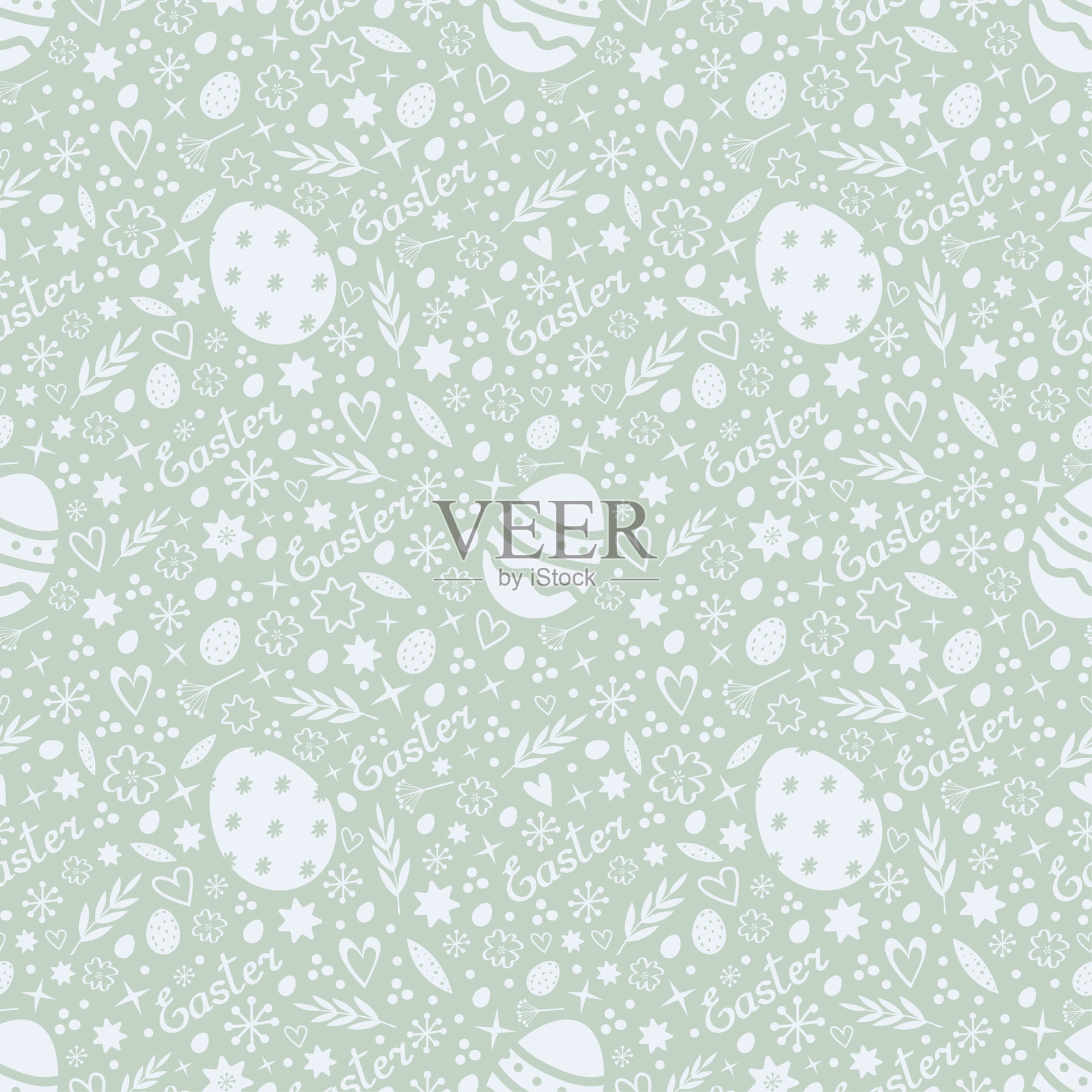 复活节图案无缝绿色蛋庆祝活动插画图片素材