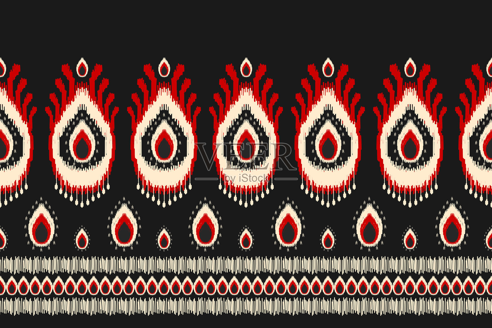 抽象民族伊卡特艺术。部落风格的无缝图案。阿兹特克几何装饰印刷。插画图片素材