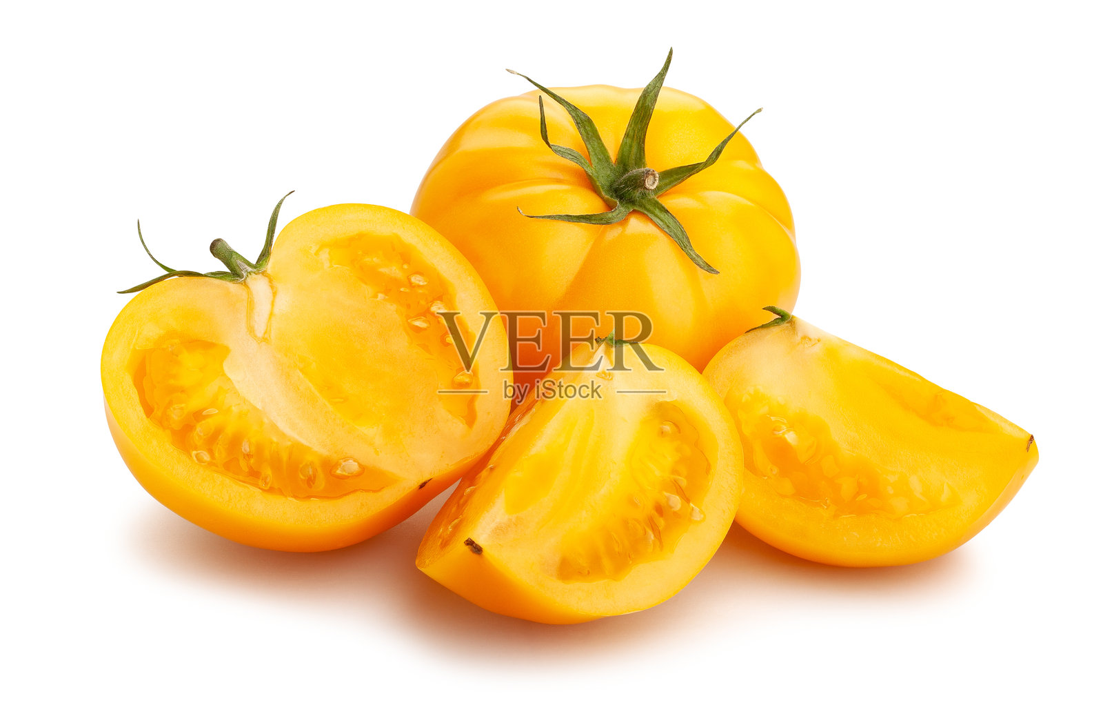 孤立的切片黄番茄路径照片摄影图片