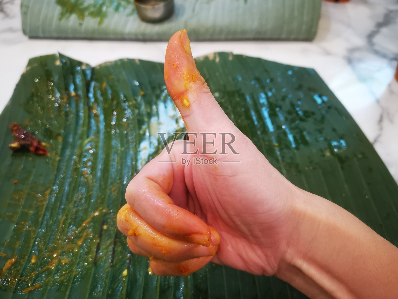 香蕉叶饭照片摄影图片