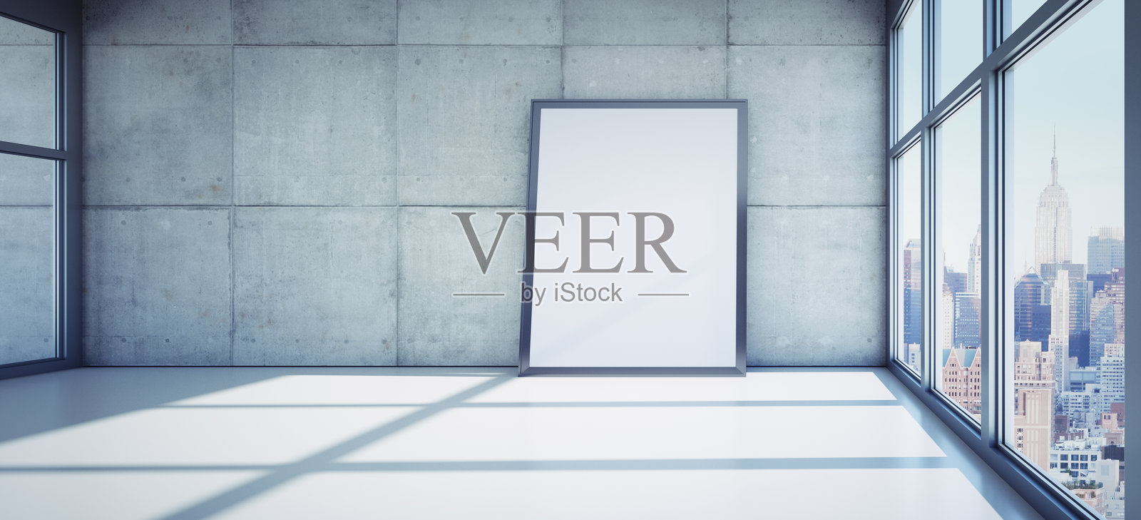 空荡荡的高层阁楼，俯瞰美景照片摄影图片