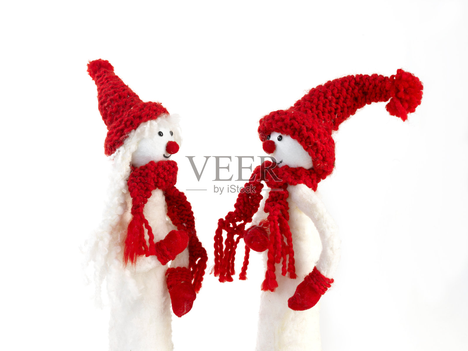 圣诞节静物木偶，背景为白色照片摄影图片