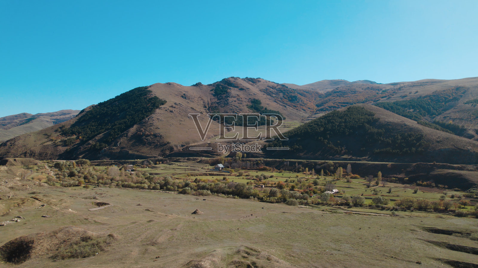 美丽的山地密林。高加索山脉的郁郁葱葱的密林。高加索山脉的翠绿森林景观。高加索山坡上的美丽密林。高加索山脉的绿色森林。茂密的森林。航拍摄影。照片摄影图片