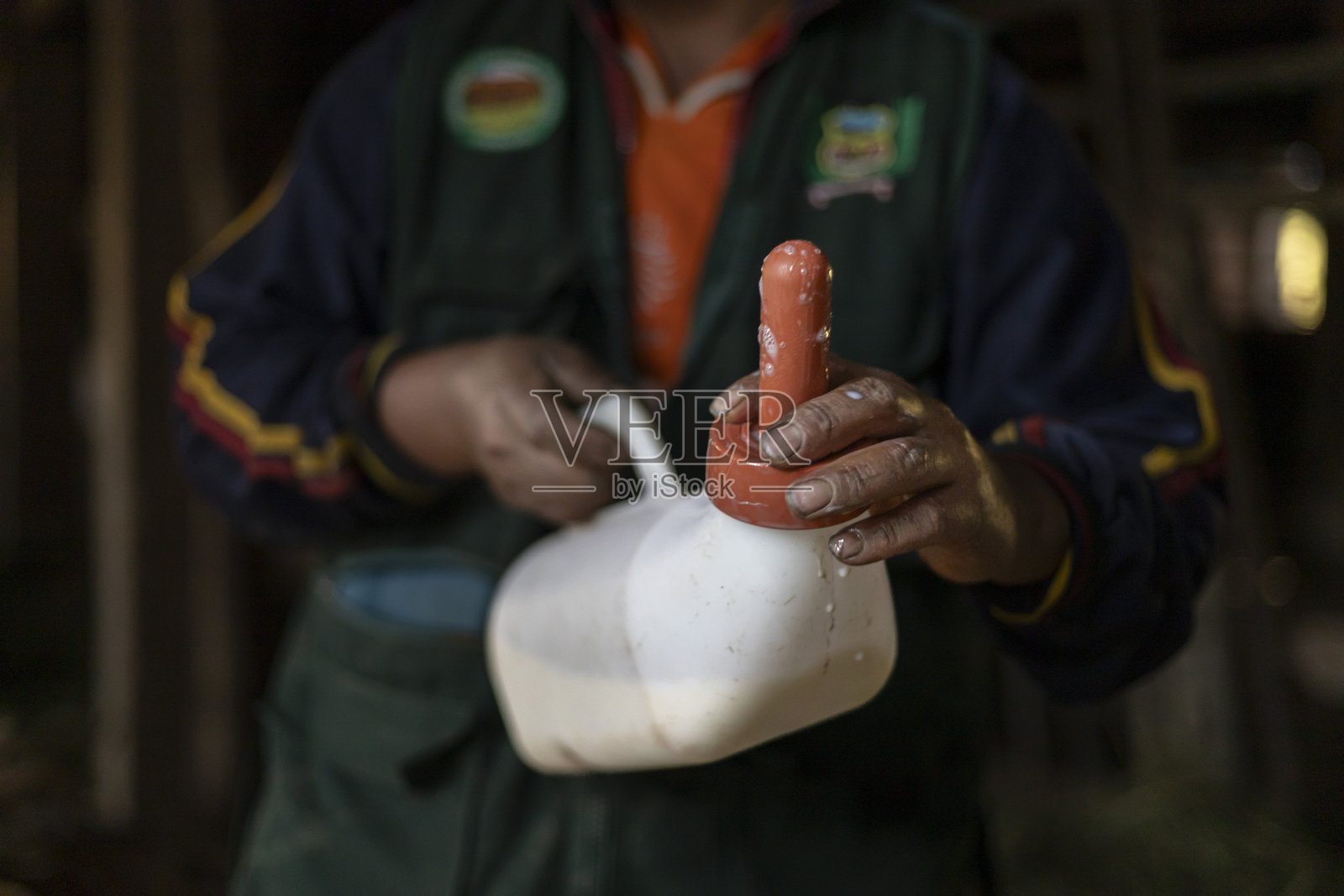 喂小牛的奶瓶，秘鲁乡村场景照片摄影图片
