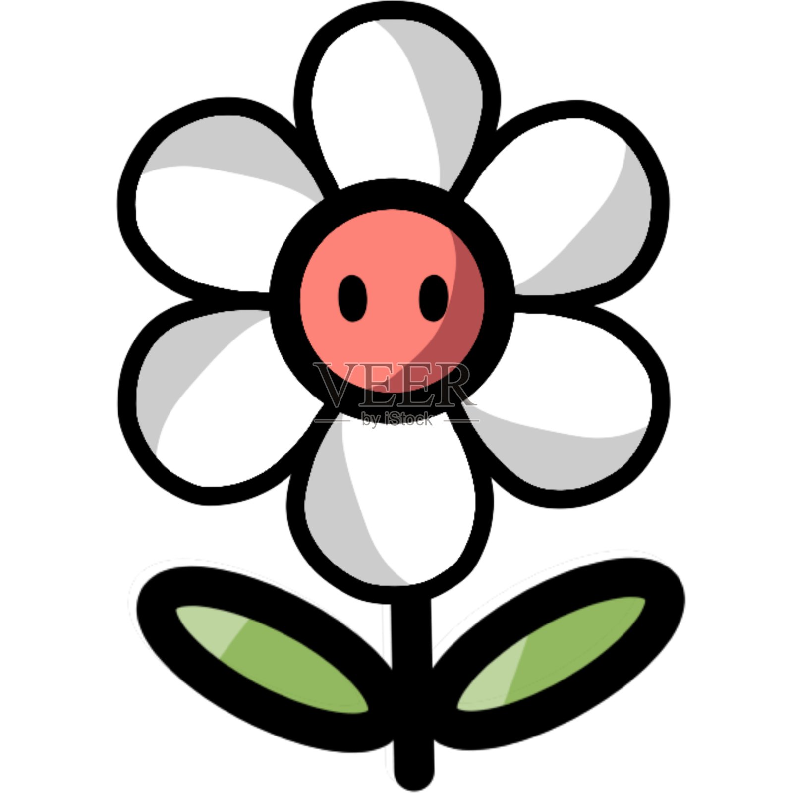 美丽的极简花卉卡通图案插画图片素材