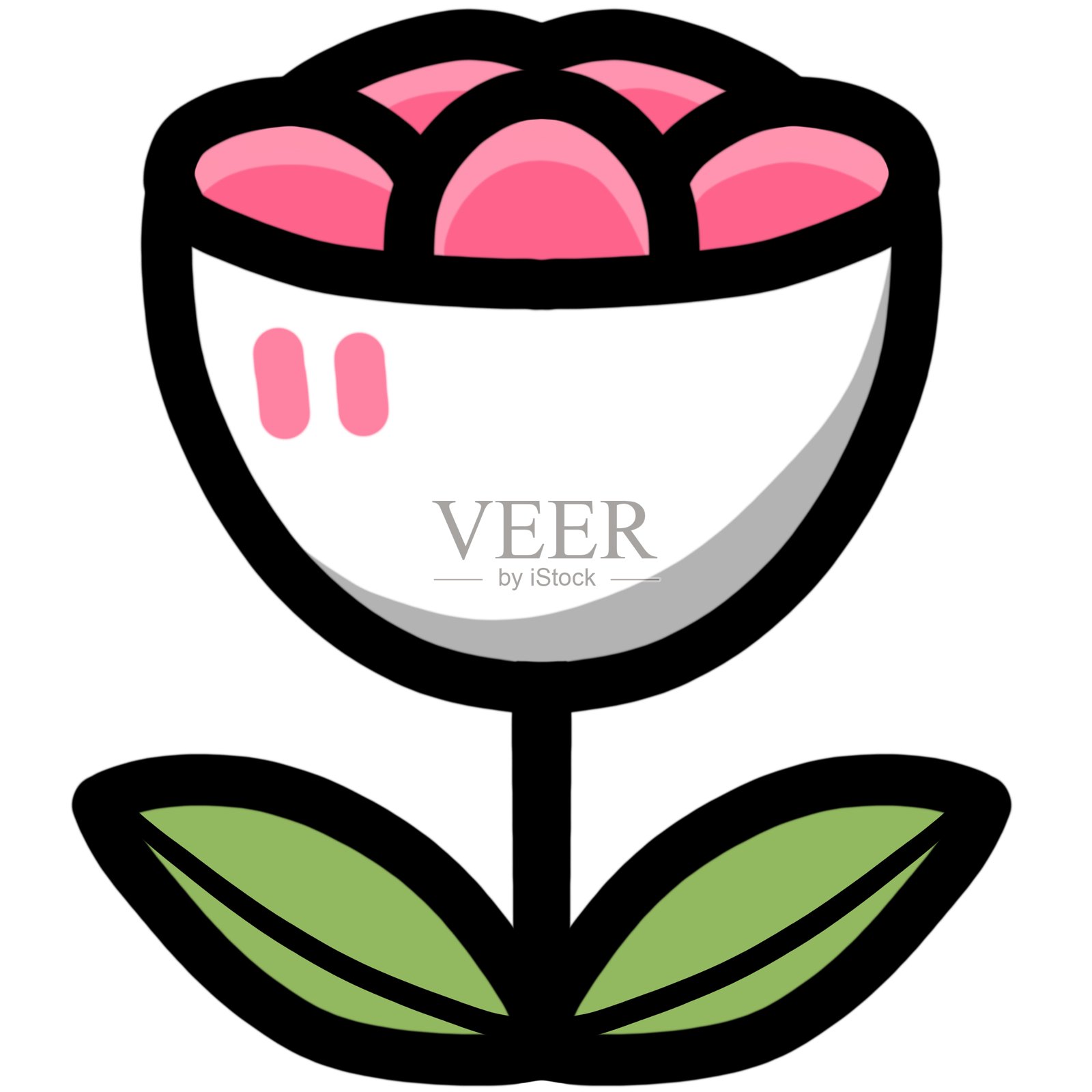 美丽的极简花卉卡通图案插画图片素材