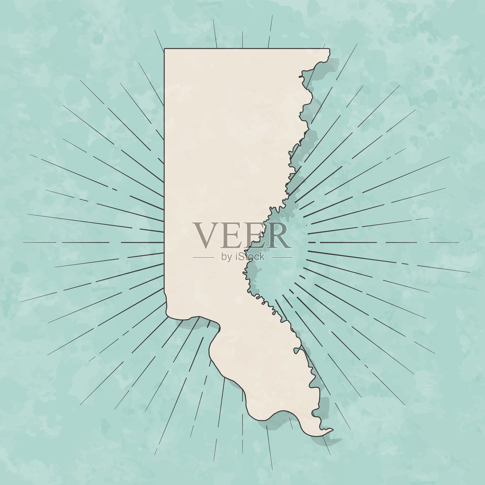 南达科他州联合县。复古风格地图 - 旧纹理纸张插画图片素材