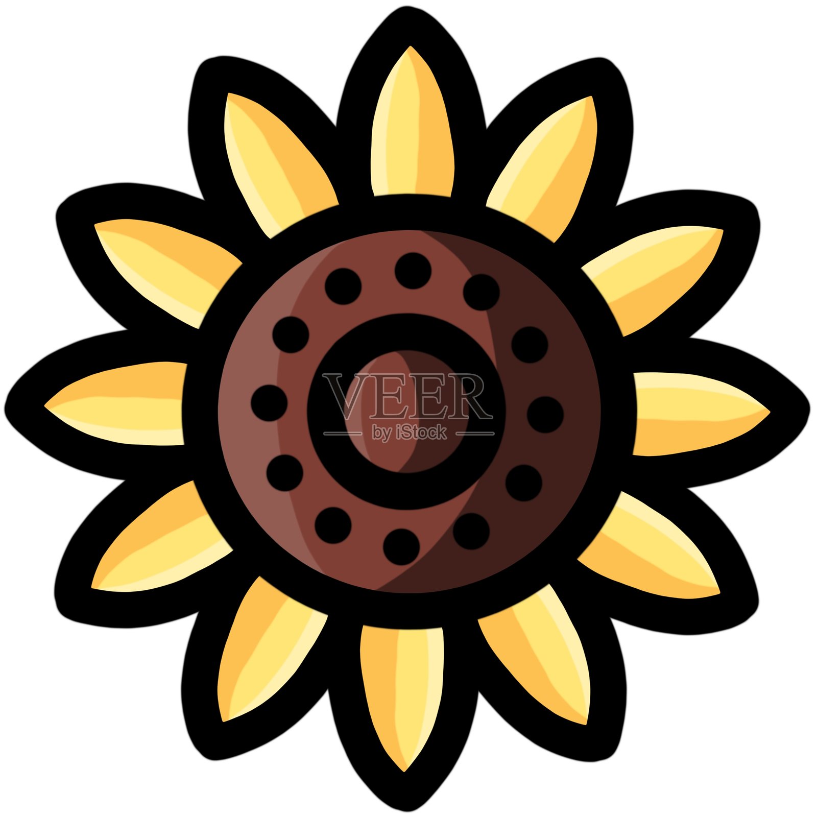 美丽的极简花卉卡通图案插画图片素材