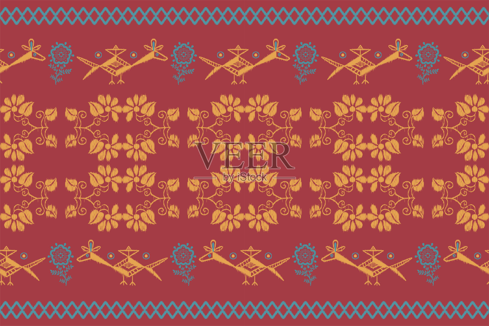 织物伊卡特图案插画图片素材