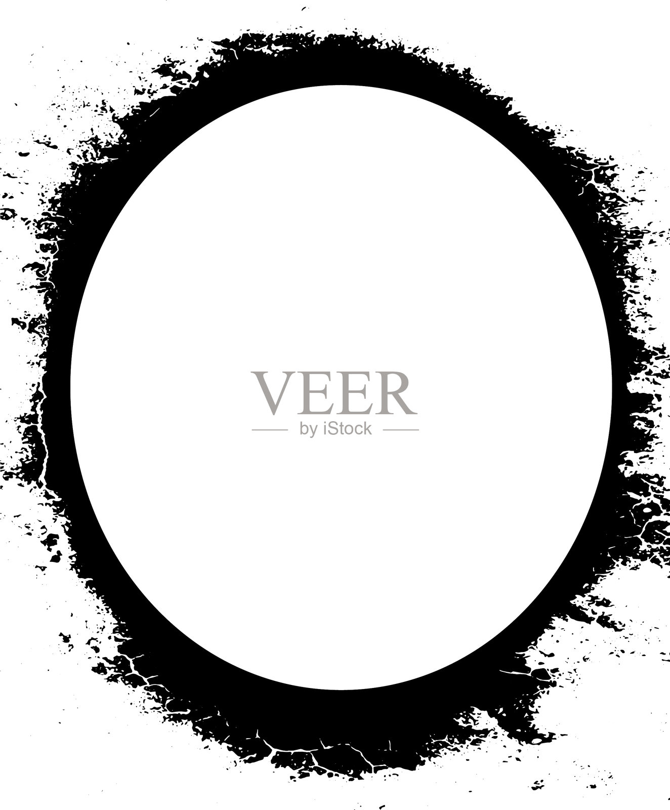 一幅黑白镜子照片框，带有黑色边框和磨损效果的框架插画图片素材