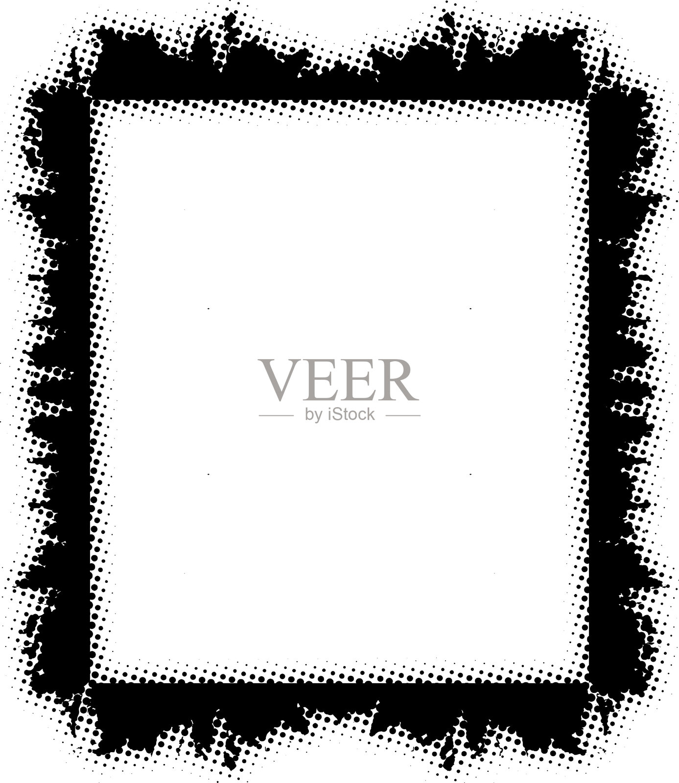 黑白色的竖幅横幅，带有磨损的油漆，墙上的相框套装，三个带有磨损油漆效果的黑白相框，一组黑白磨损相框的矢量设计。插画图片素材