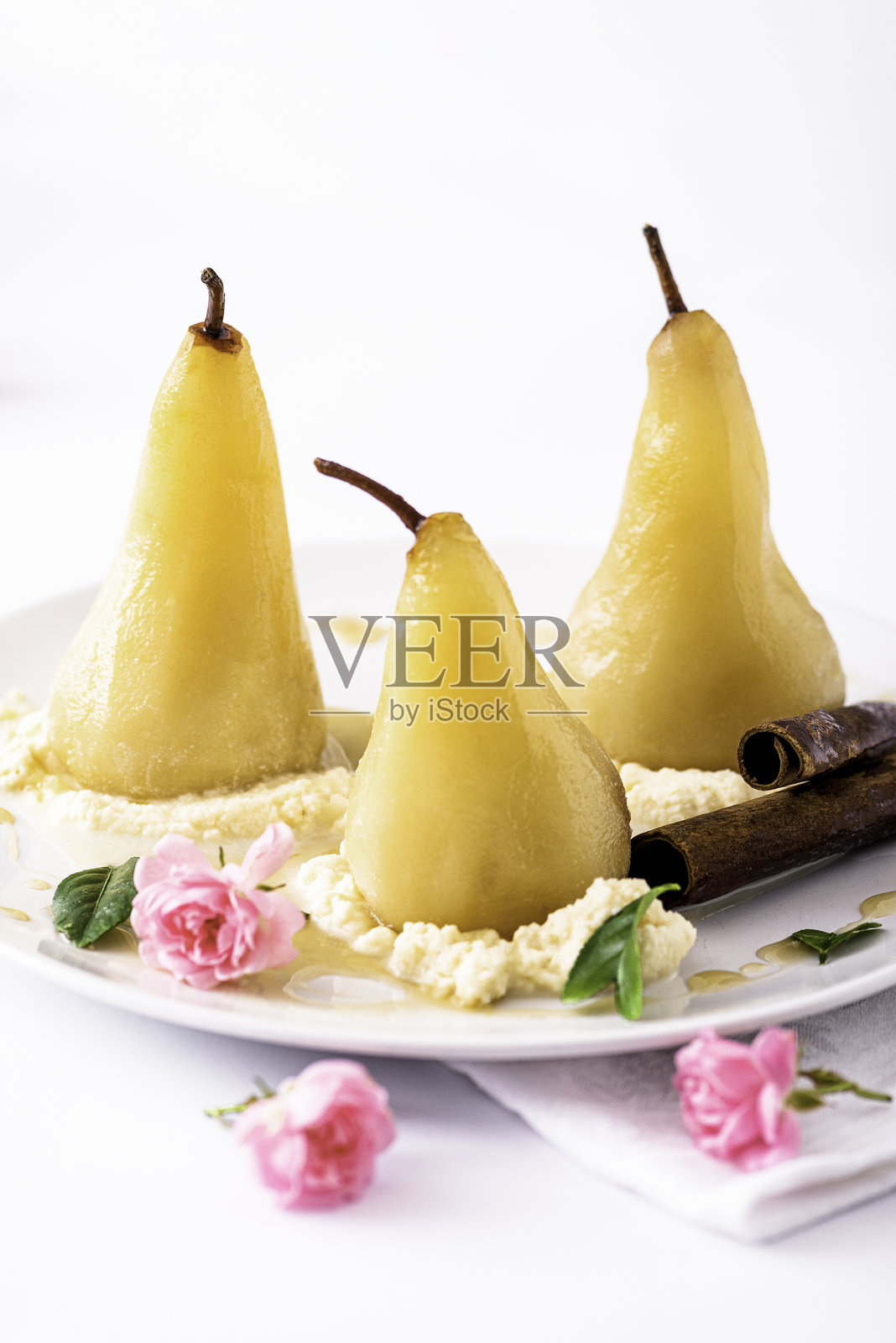 糖浆浸梨照片摄影图片