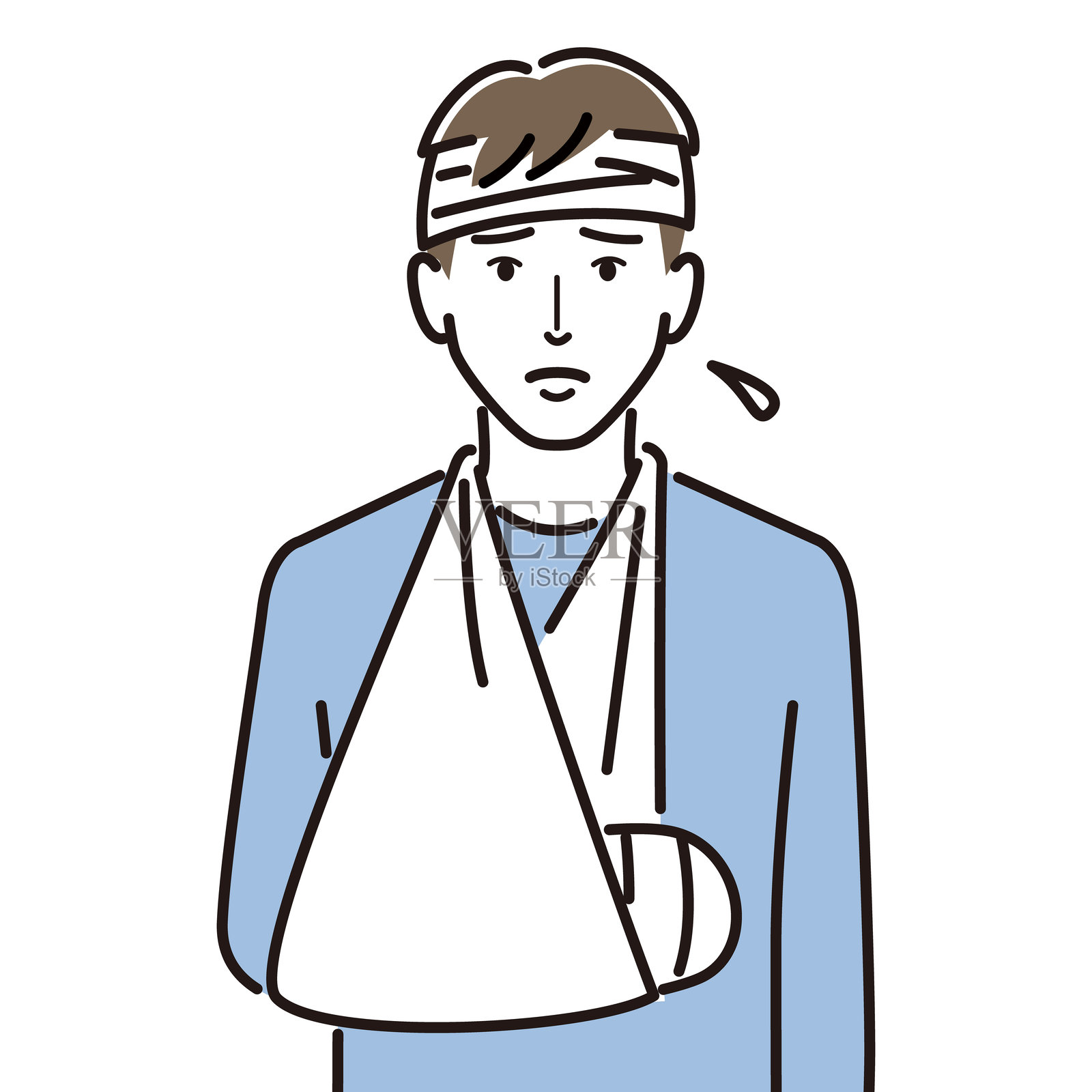 手臂骨折的男人插画图片素材
