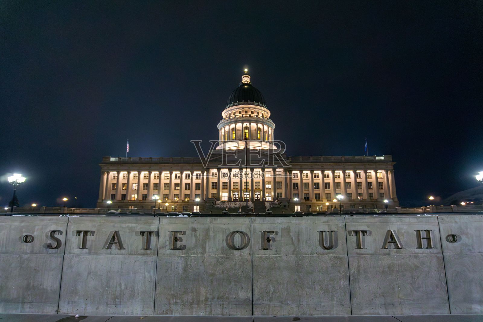 犹他州州府大厦夜景照片摄影图片