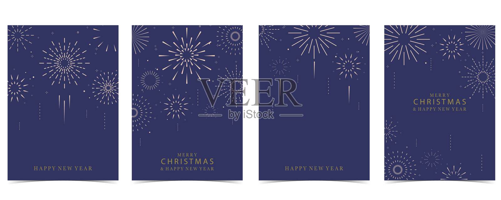 夜空背景下的烟花庆祝新年。可编辑的垂直设计矢量插图。插画图片素材