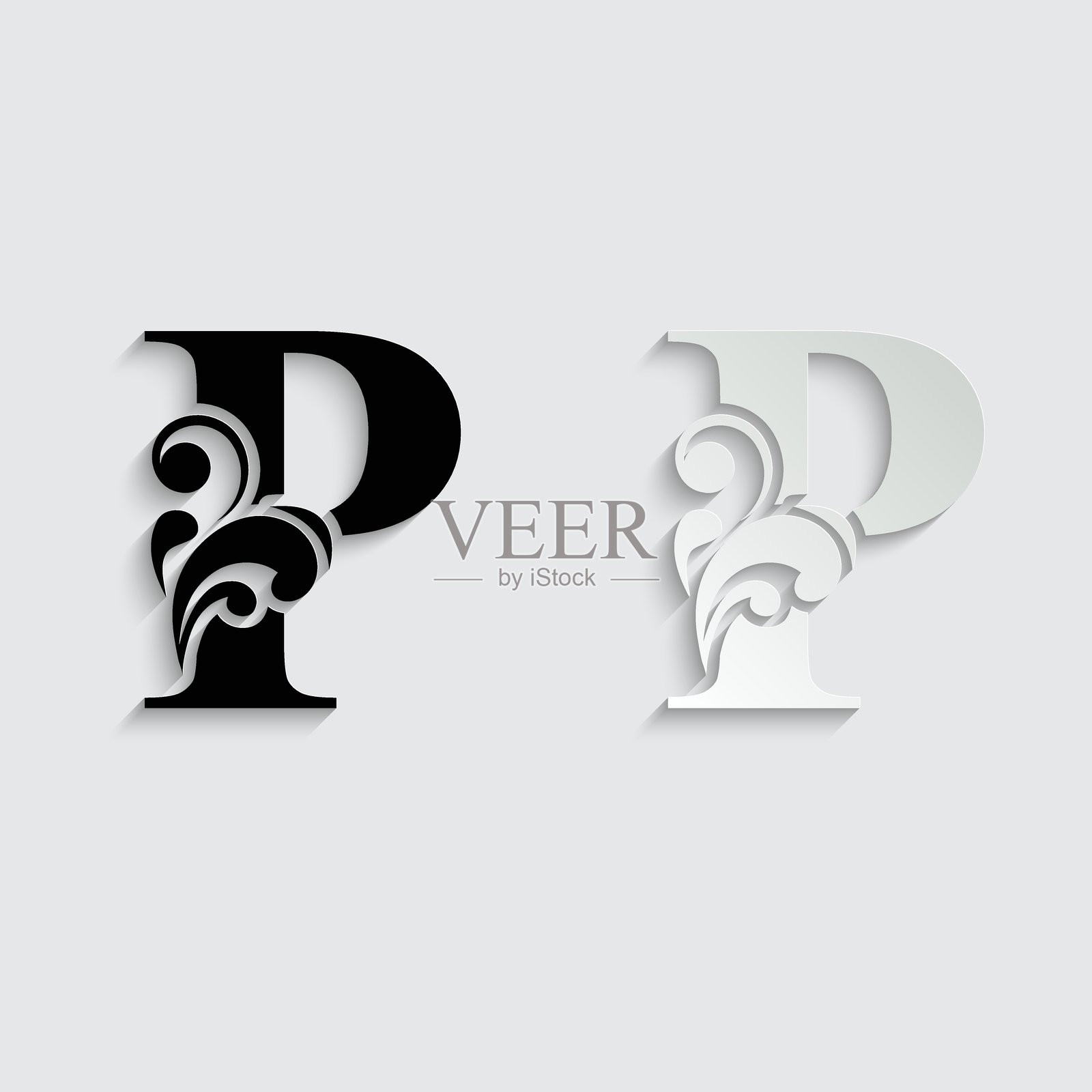 字母P。花卉字母。复古装饰字母表首字母。标志矢量图。插画图片素材