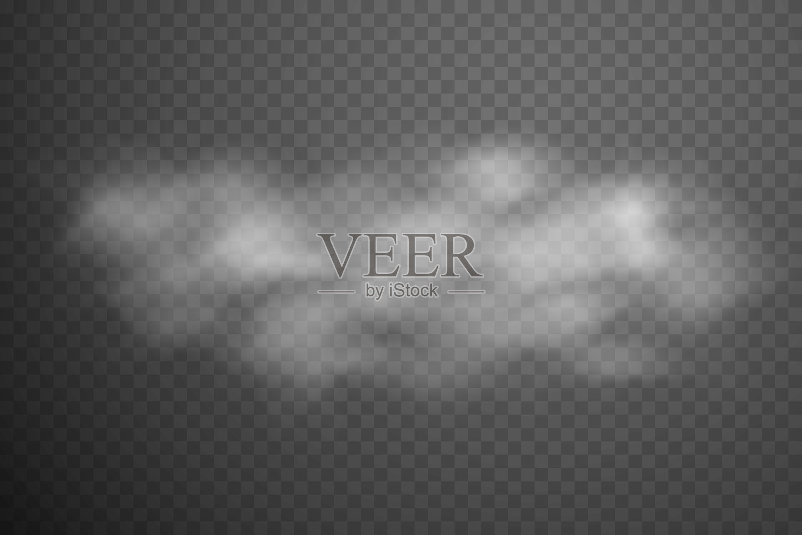 烟雾效果背景。逼真的装饰性雾气在空气中，蒸汽，蔓延的烟雾。云雾布局。透明度矢量插图。插画图片素材