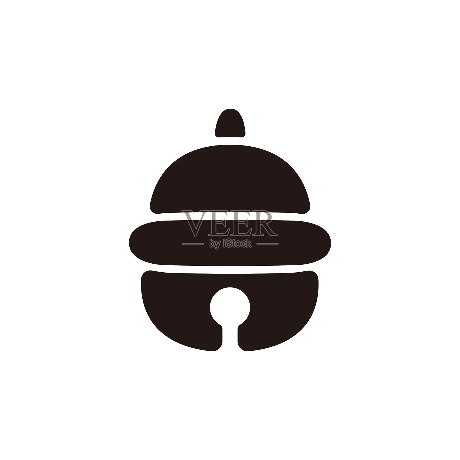 铃铛图标。扁平轮廓版本。插画图片素材